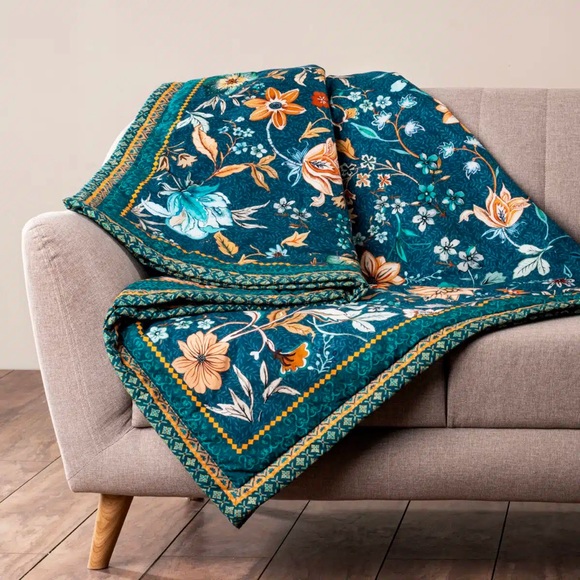 Maison d’Hermine Other - NWT Maison d'Hermine Throw Blanket Cotton Bed 50'' X 60'' Luxury Loft Dark Teal